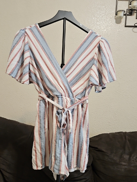 Trixxi Pants - Trixxi Blue, Cream & Rust Striped Wrap Romper